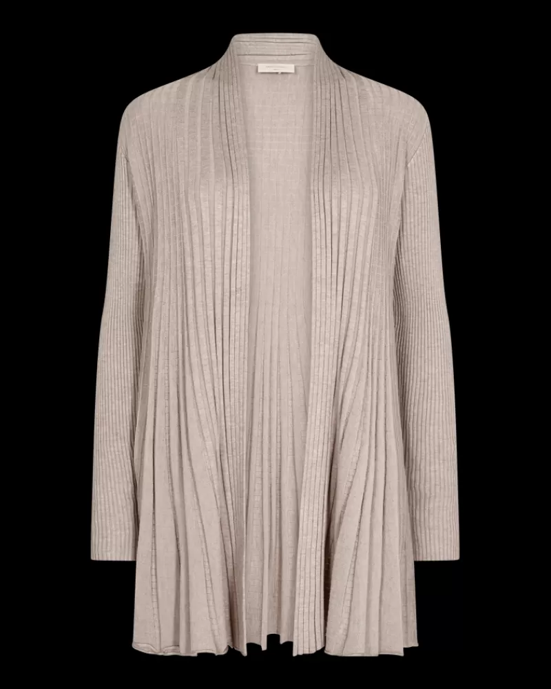 FREEQUENT Strik & Pullovers<FQCLAUDISSE - LANG CARDIGAN - BEIGE