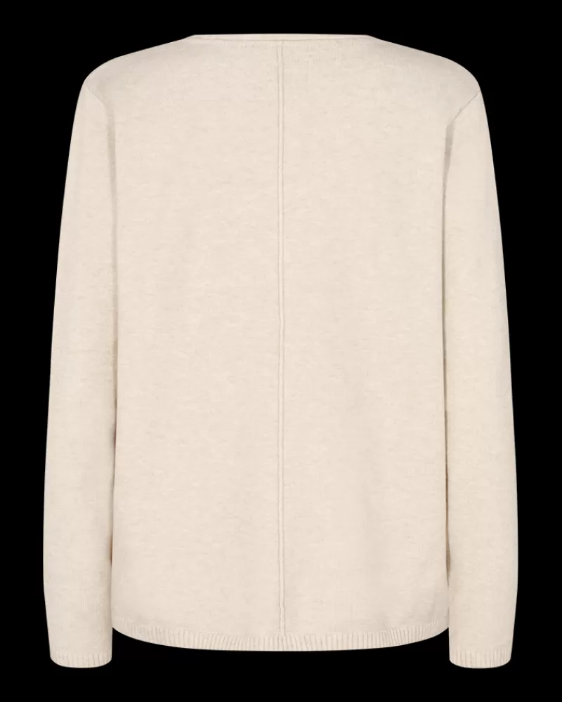 FREEQUENT Strik & Pullovers<FQCLAURA - PULLOVER MED V-UDSKÆRING - BEIGE