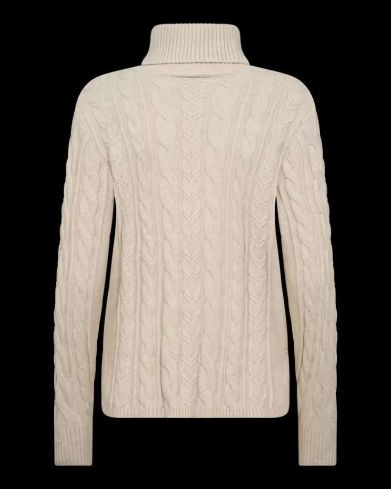 FREEQUENT Strik & Pullovers<FQCLAURA - RULLEKRAVE - BEIGE