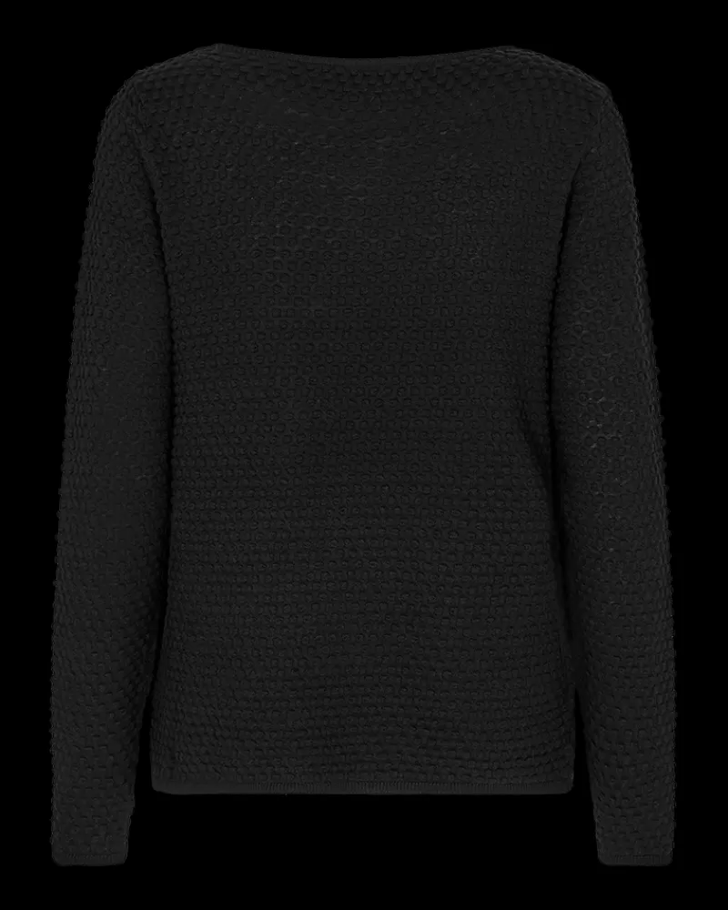 FREEQUENT Strik & Pullovers<FQDODO - PULLOVER MED RIBKANTER - SORT