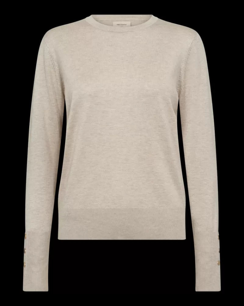 FREEQUENT Strik & Pullovers<FQKATIE - FINSTRIKKET PULLOVER - BEIGE