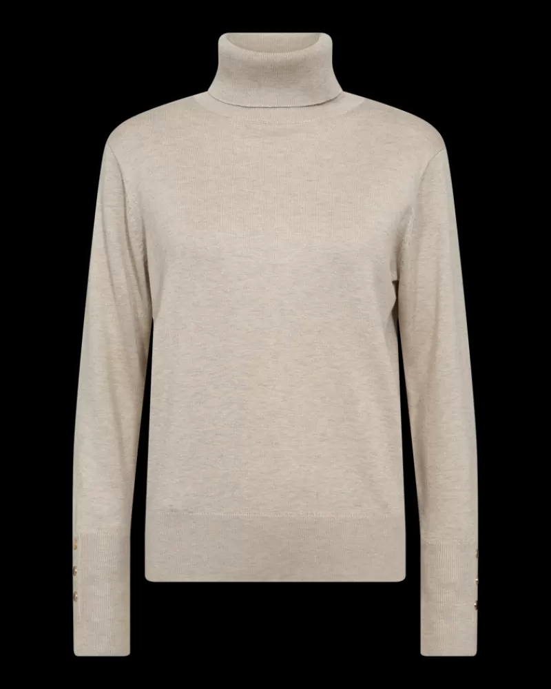 FREEQUENT Strik & Pullovers<FQKATIE - FINSTRIKKET RULLEKRAVE - BEIGE