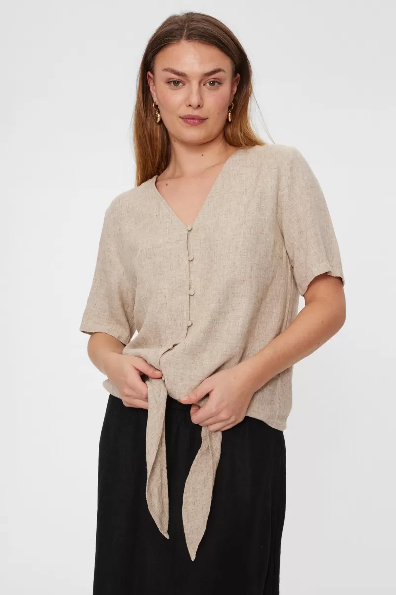 FREEQUENT Bluser<FQLAVA - BLUSE I HØRBLANDING - BEIGE