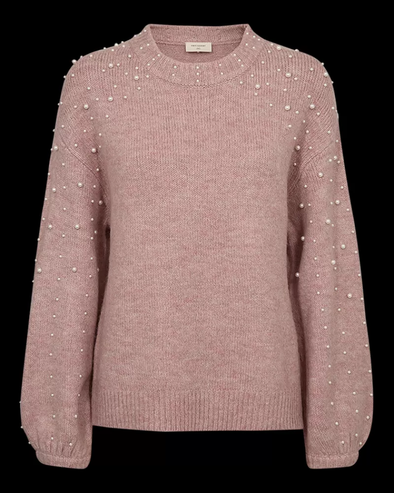 FREEQUENT Strik & Pullovers<FQPEARL - PULLOVER MED PERLER - ROSA