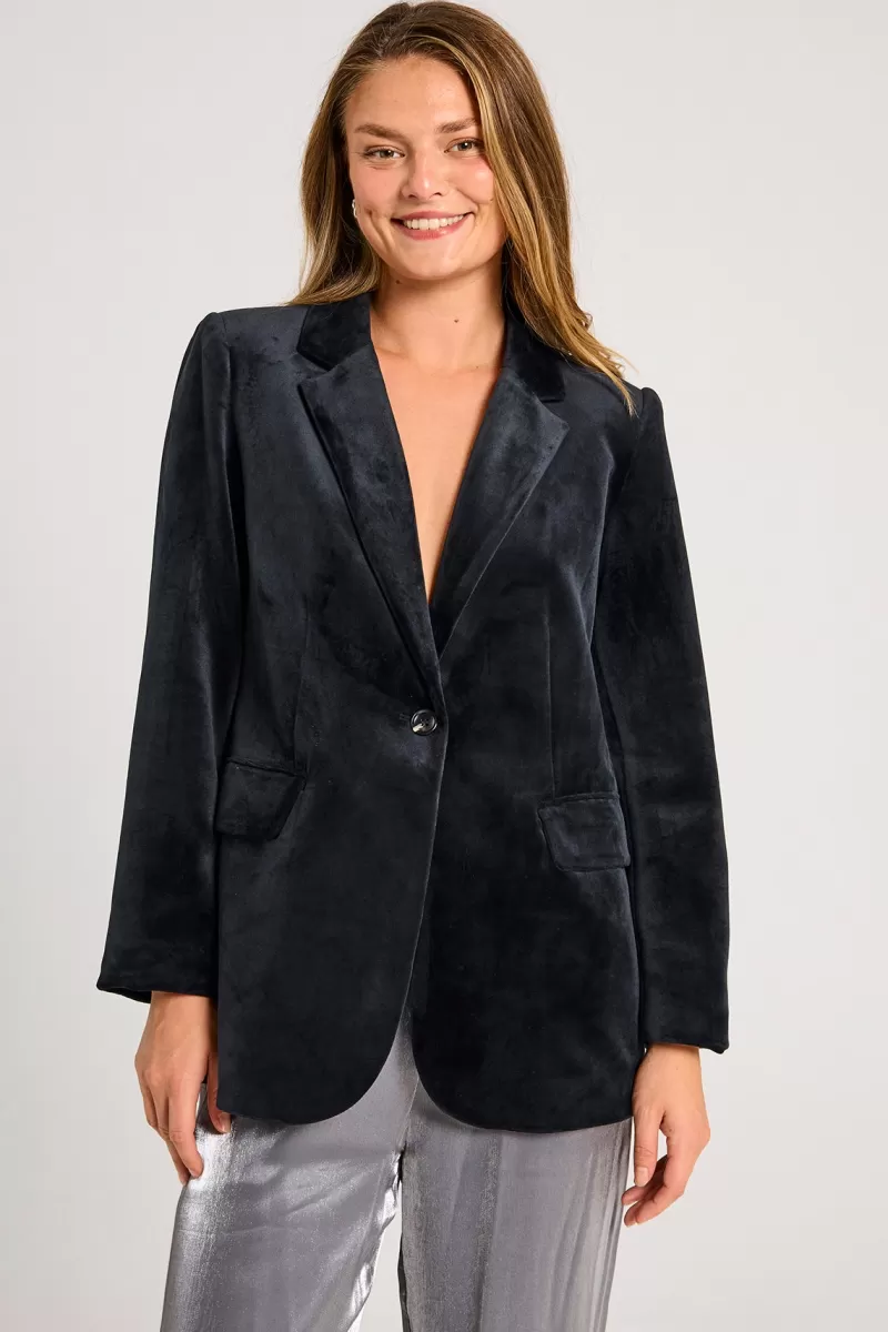 FREEQUENT Jakker | Blazere<FQVELVET - BLAZER - SORT